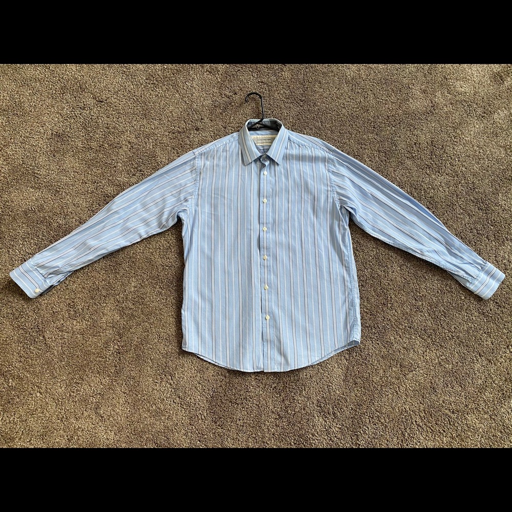 Marc New York Andrew Marc Size M Blue Striped Long Sleeve Button Down